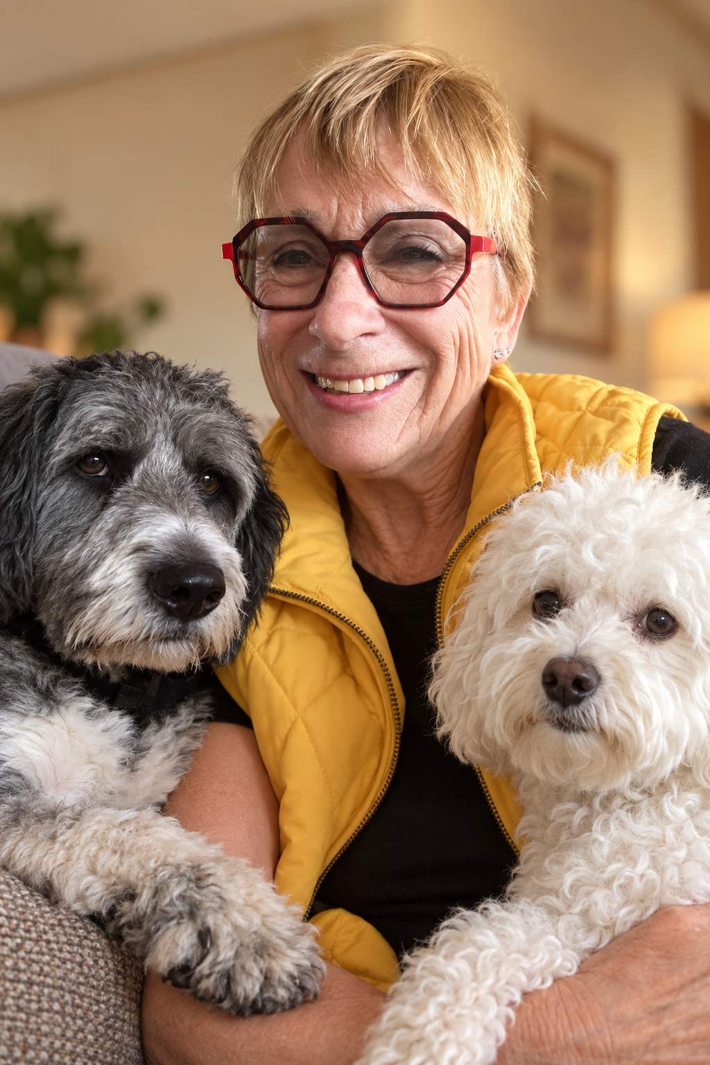 Happy Hounds AZ owner with her two dogs